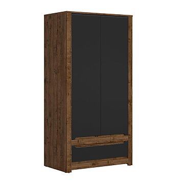 Гардероб RUSO SZF2D1S корпус дъб април/фронт черно мат  (023.006.0041)