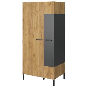 Гардероб SANTES 2D златен дъб крафт/антрацит  (092.093.0042)