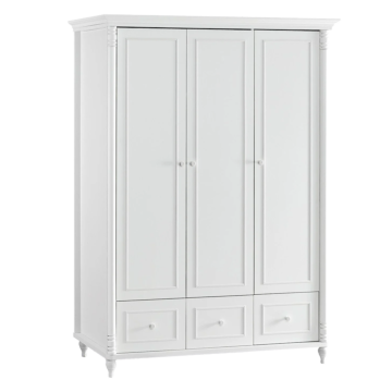 Трикрилен детски гардероб с чекмеджета NIL - бял (3575159)