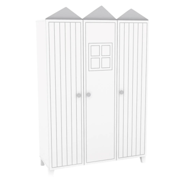 Трикрилен детски гардероб MIAMI - бял (3575119)