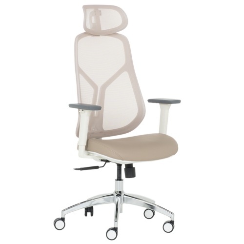 Ергономичен стол Carmen 7901 W еко кожа - сив-розов (3520183)