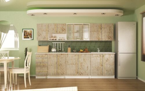 Кухня ALINA 2.60м тъмен мрамор/плот карара